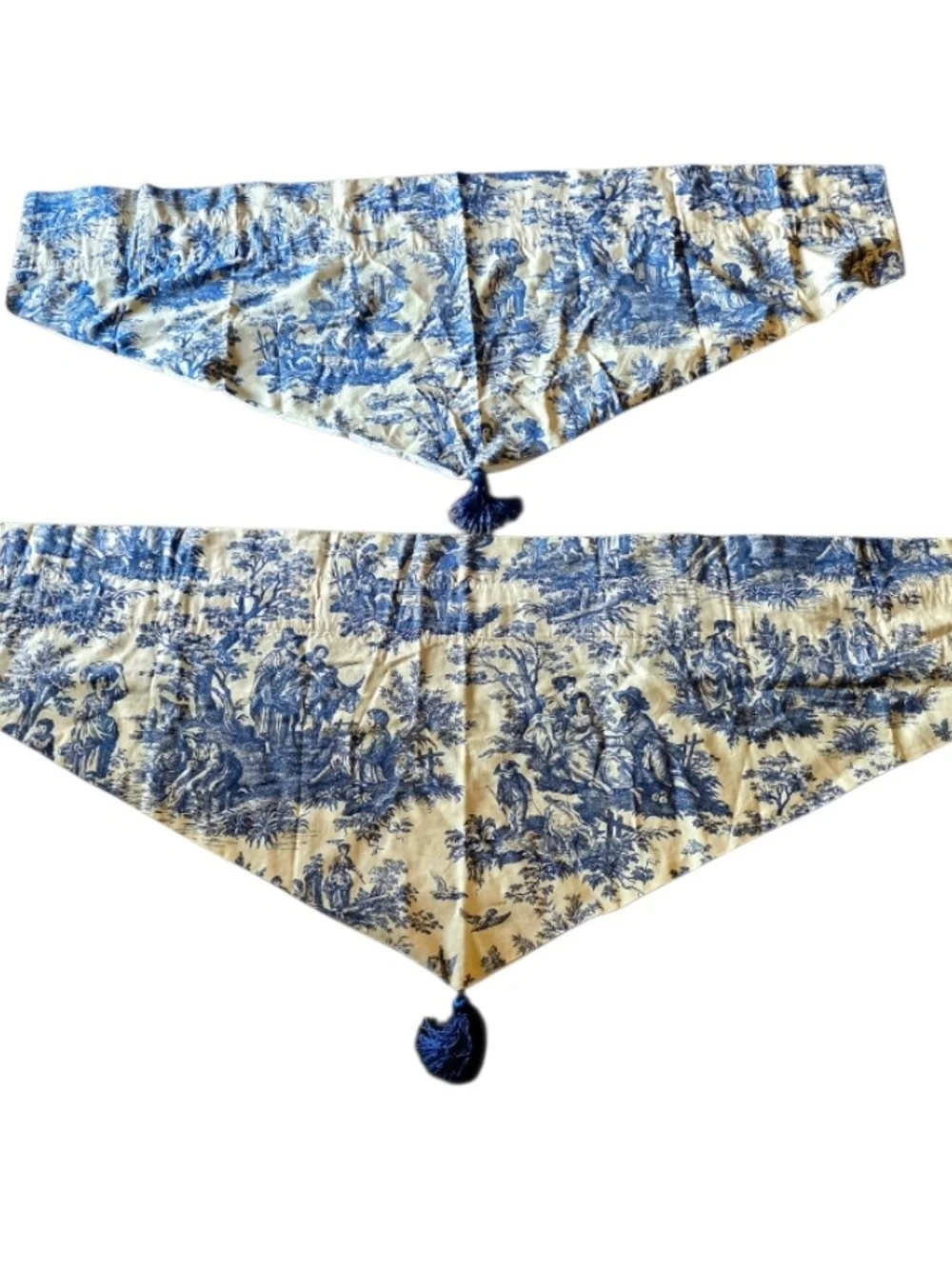 Waverly Blue Toile Valance Set Window Treatment with Tassel Classic 52x22.5